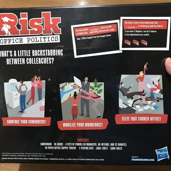 Risk Office Politics A Parody of the Classic Adult Party Board Game Hasbro NEW - Picture 5 of 5